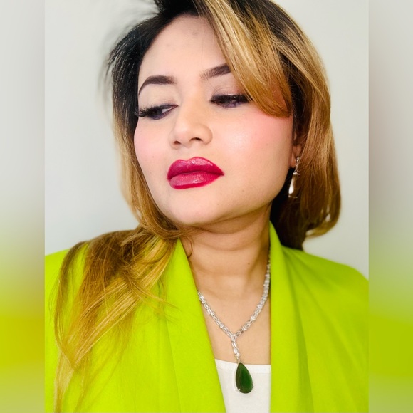 Fashion Y2K Green Crystal and Diamonds Necklace Set, for Partywear Formal Dress - Picture 6 of 6